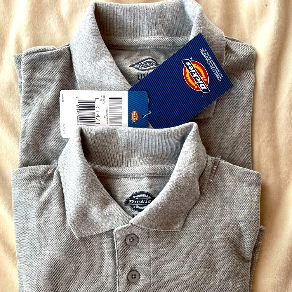 2 BRAND NEW AND NEVER BEEN WORN BOYS 14-16(large) DICKIES POLO SHIRTS